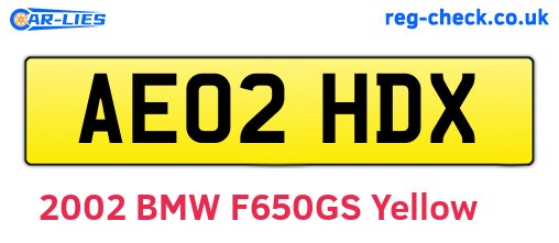 AE02HDX are the vehicle registration plates.