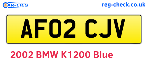 AF02CJV are the vehicle registration plates.