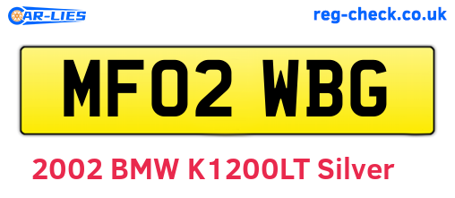 MF02WBG are the vehicle registration plates.