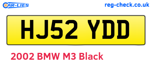 HJ52YDD are the vehicle registration plates.