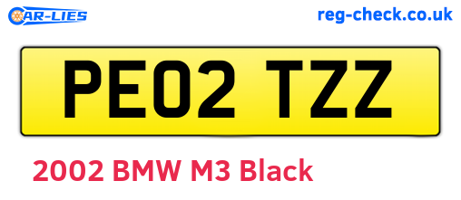PE02TZZ are the vehicle registration plates.