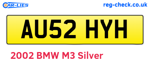 AU52HYH are the vehicle registration plates.