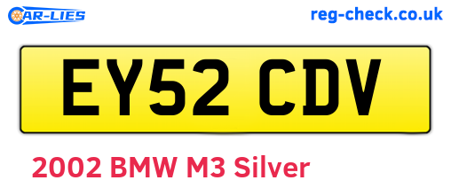 EY52CDV are the vehicle registration plates.
