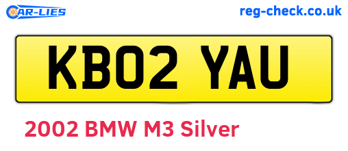 KB02YAU are the vehicle registration plates.