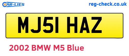 MJ51HAZ are the vehicle registration plates.
