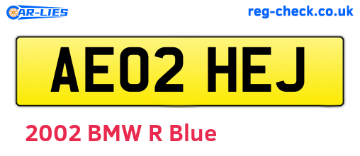 AE02HEJ are the vehicle registration plates.