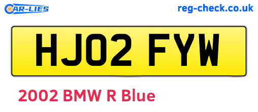 HJ02FYW are the vehicle registration plates.