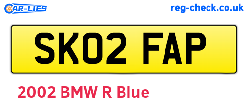 SK02FAP are the vehicle registration plates.