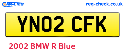 YN02CFK are the vehicle registration plates.
