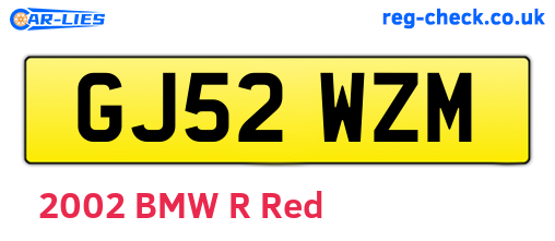 GJ52WZM are the vehicle registration plates.
