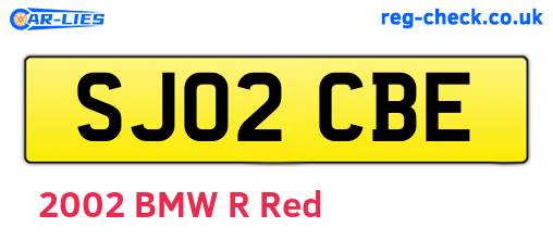 SJ02CBE are the vehicle registration plates.
