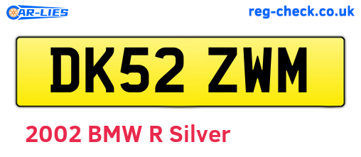 DK52ZWM are the vehicle registration plates.