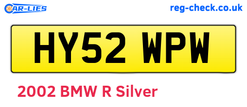 HY52WPW are the vehicle registration plates.