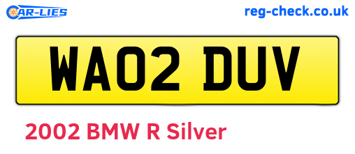 WA02DUV are the vehicle registration plates.