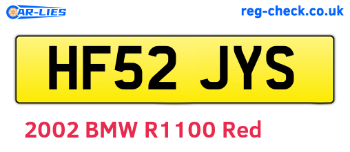 HF52JYS are the vehicle registration plates.