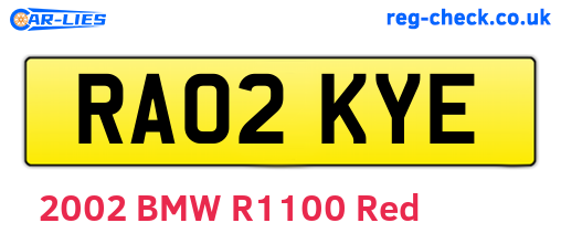 RA02KYE are the vehicle registration plates.
