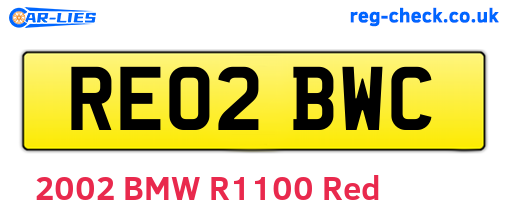 RE02BWC are the vehicle registration plates.