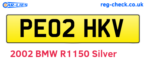 PE02HKV are the vehicle registration plates.