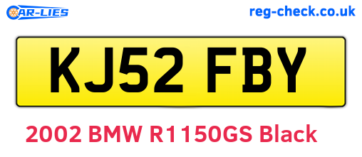 KJ52FBY are the vehicle registration plates.
