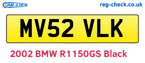 MV52VLK are the vehicle registration plates.
