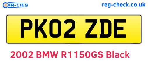 PK02ZDE are the vehicle registration plates.