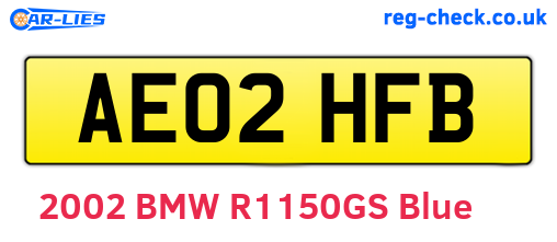 AE02HFB are the vehicle registration plates.