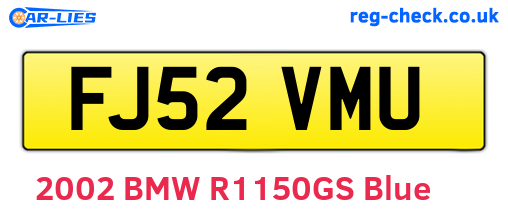 FJ52VMU are the vehicle registration plates.