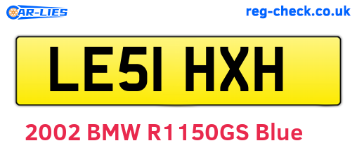 LE51HXH are the vehicle registration plates.
