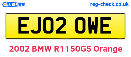 EJ02OWE are the vehicle registration plates.