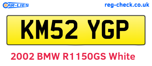 KM52YGP are the vehicle registration plates.