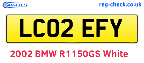 LC02EFY are the vehicle registration plates.