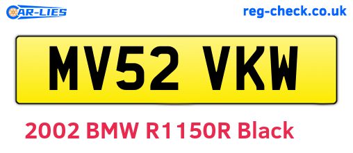 MV52VKW are the vehicle registration plates.