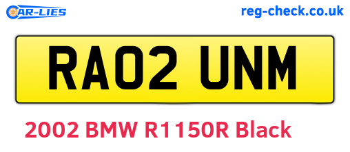 RA02UNM are the vehicle registration plates.