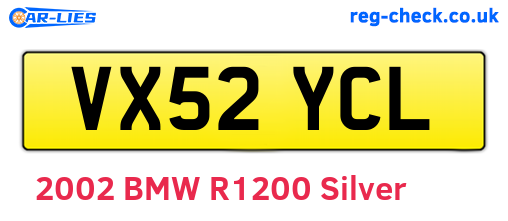 VX52YCL are the vehicle registration plates.