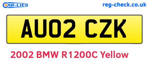 AU02CZK are the vehicle registration plates.