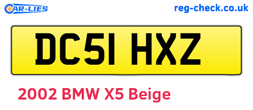 DC51HXZ are the vehicle registration plates.