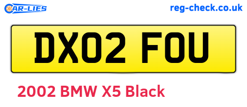 DX02FOU are the vehicle registration plates.