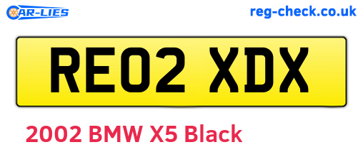 RE02XDX are the vehicle registration plates.