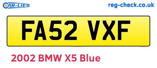 FA52VXF are the vehicle registration plates.