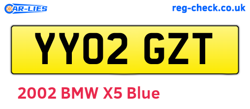 YY02GZT are the vehicle registration plates.