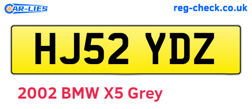 HJ52YDZ are the vehicle registration plates.