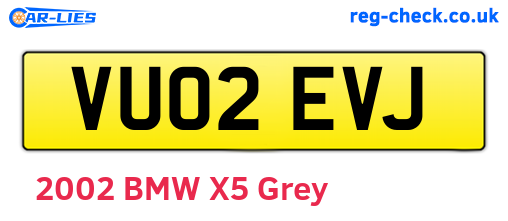 VU02EVJ are the vehicle registration plates.