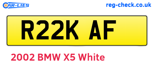 R22KAF are the vehicle registration plates.
