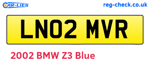 LN02MVR are the vehicle registration plates.