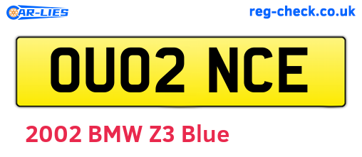 OU02NCE are the vehicle registration plates.