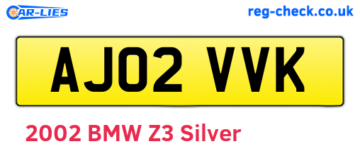 AJ02VVK are the vehicle registration plates.