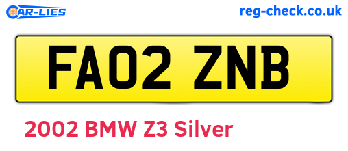 FA02ZNB are the vehicle registration plates.