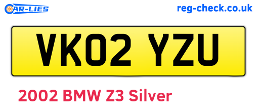 VK02YZU are the vehicle registration plates.