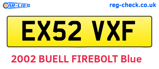 EX52VXF are the vehicle registration plates.