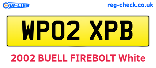 WP02XPB are the vehicle registration plates.